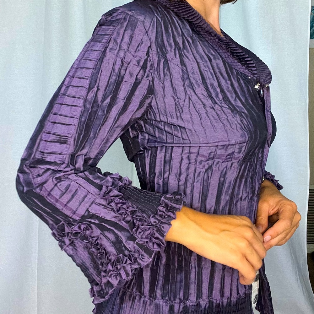 Agora crinkle glam top with gem buttons